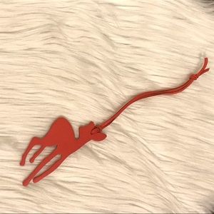 Red orange deer leather bag charm.